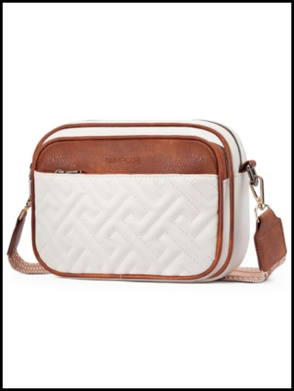 Quilted Vegan Leather Small Crossbody Bag RFID Multi Pocket Purse